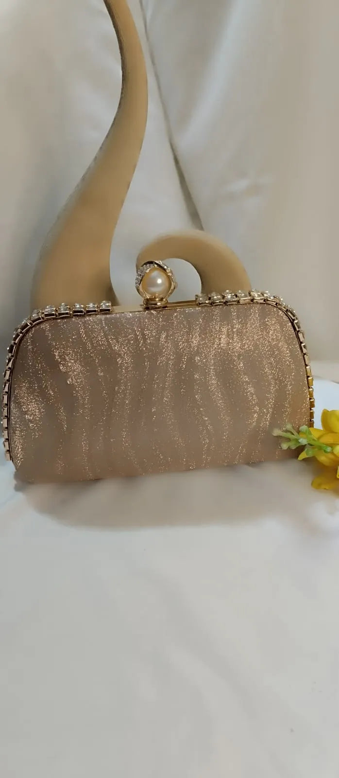 Luxury Pearl Top Glitter Clutch