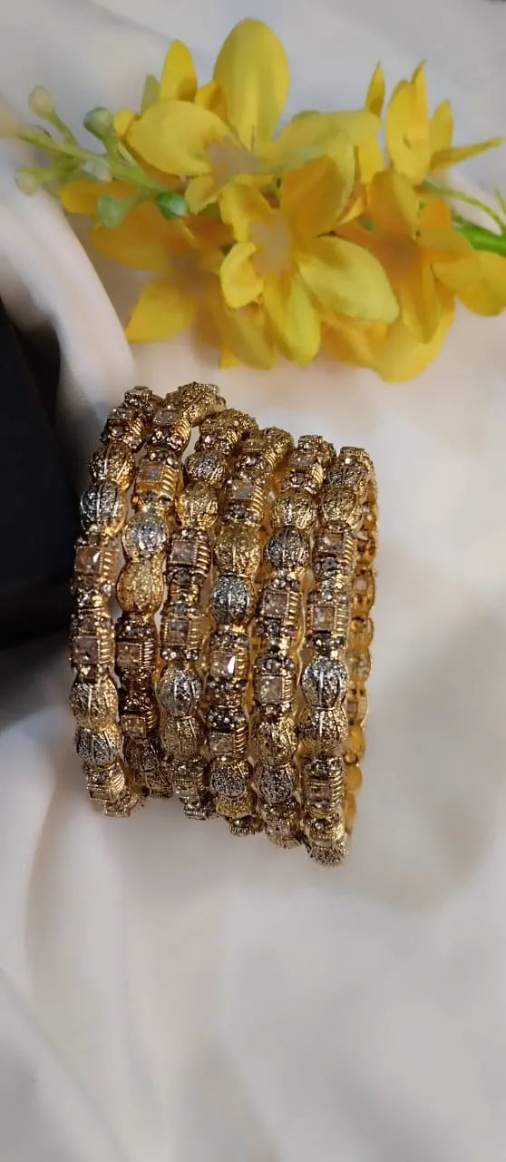 Gold plated double polish bangles