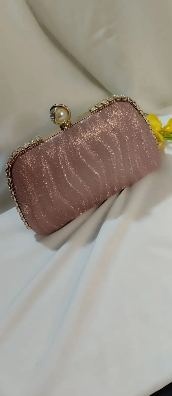 Luxury Pearl Top Glitter Clutch