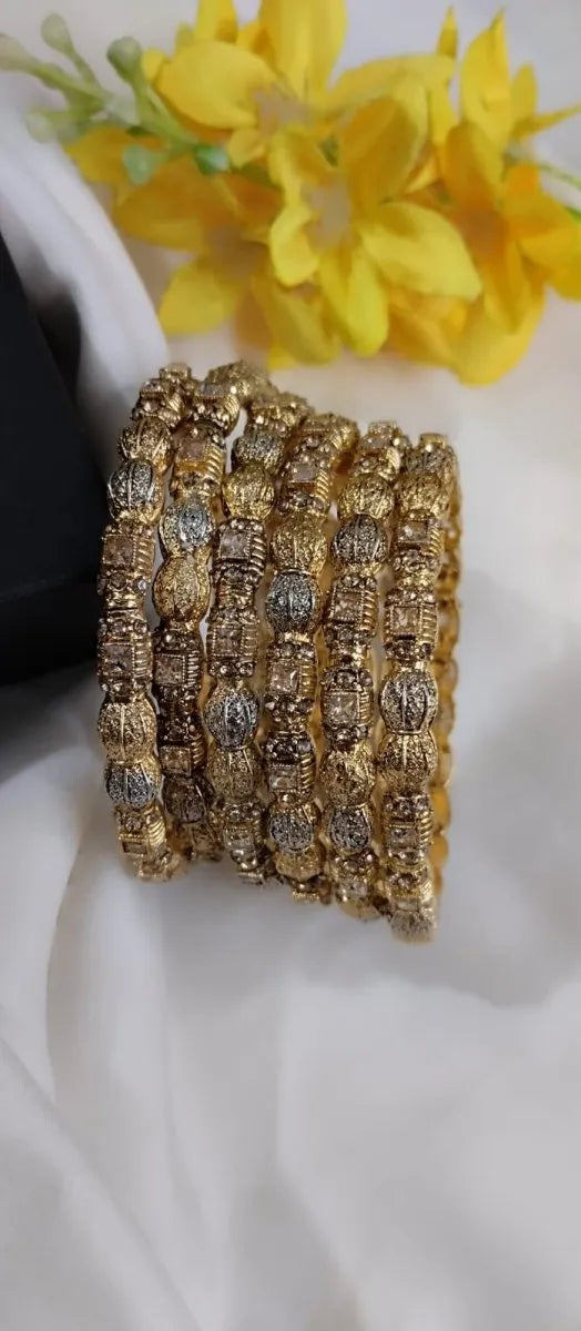 Gold plated double polish bangles