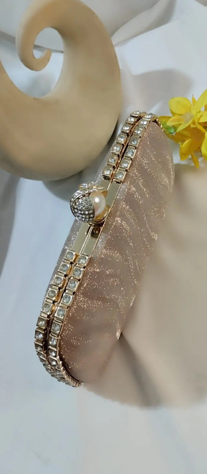 Luxury Pearl Top Glitter Clutch